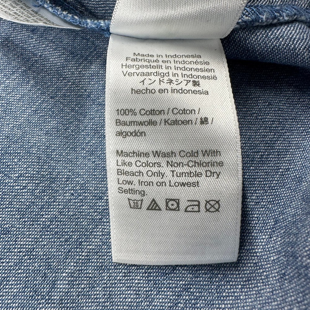 J. Crew Dress Womens 2X Blue Indigo Denim Button Up Shift Chambray New Casual - Picture 6 of 10